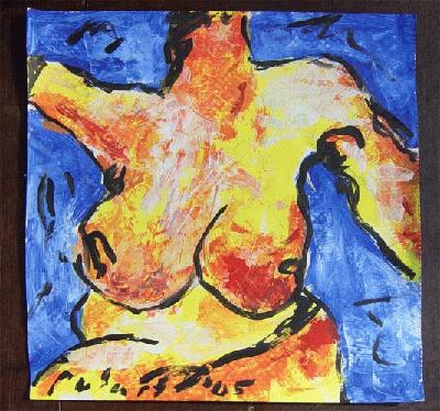 6304 No Title 1  POLART SCHILDERIJ 53 x 53 cm Acryl op papier 1982 Drawings Artist Michel Polart selling by Gallery Art Danish Inge Marie Jensen Copenhagen Denmark